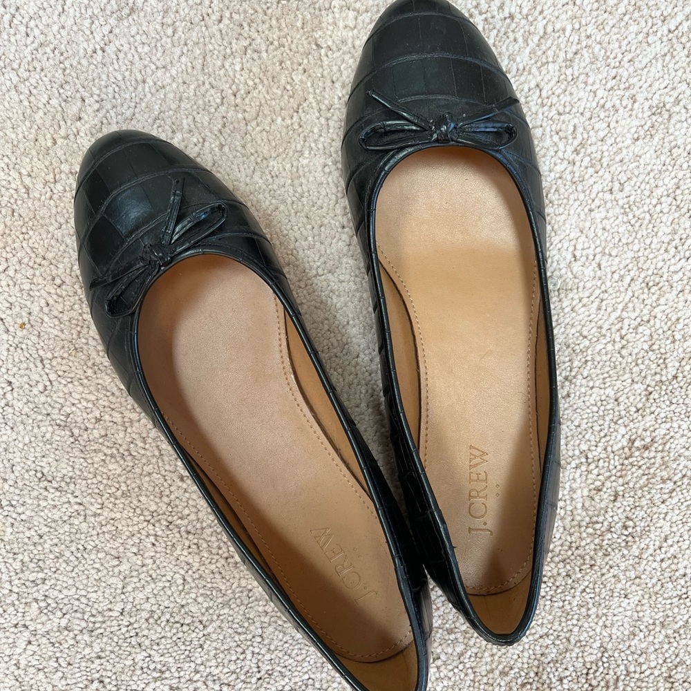 J. Crew Black Bow Flats